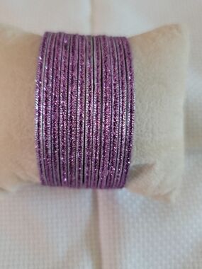 Purple Glitter Multi-Row Bangle Bracelet - Women Jewelry